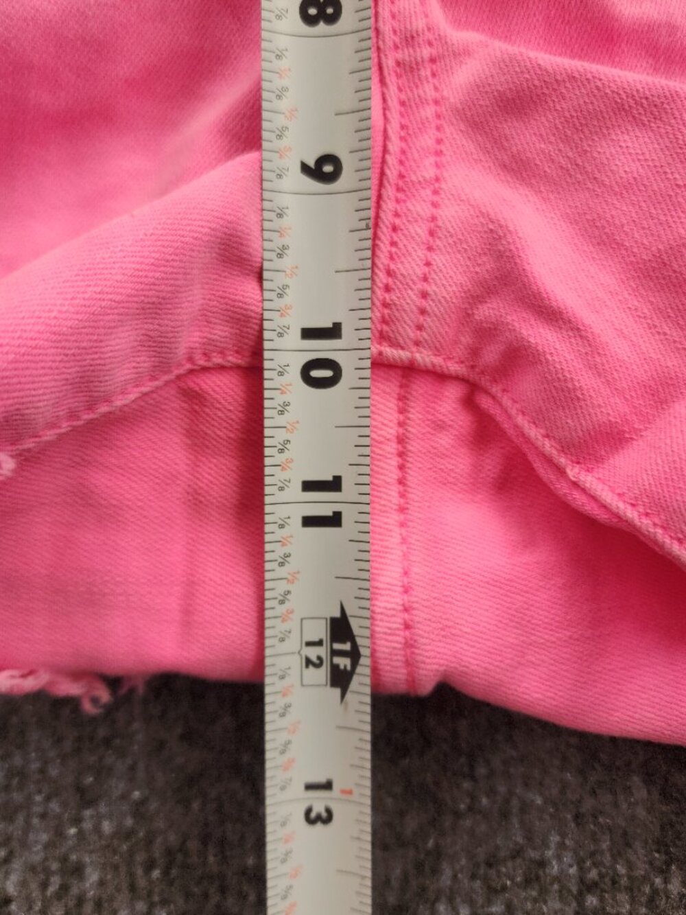 Barbiecore Hot Pink Denim Shorts Frayed Raw Hem Summer Plus Size 16 - Picture 9 of 11